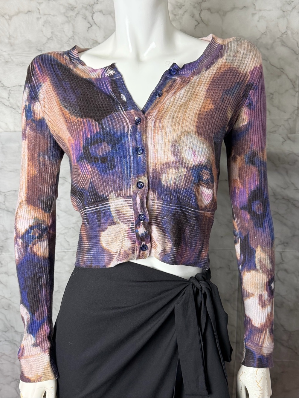 Angora Blend Abstract Floral Romantic Y2K Style S Cardigan Whimsigoth Artsy